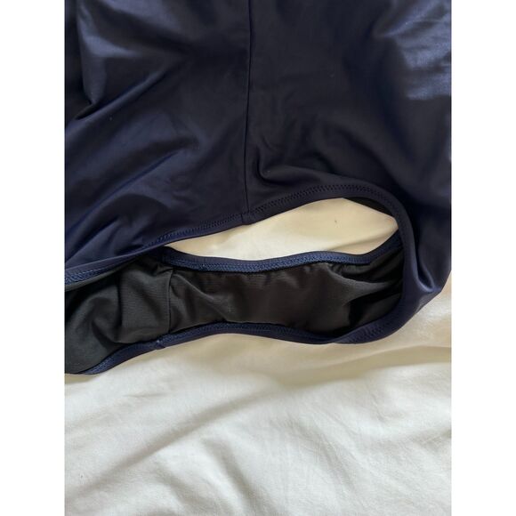 J. Crew Bow one-shoulder one-piece Navy Blue Size 18 - Picture 6 of 11